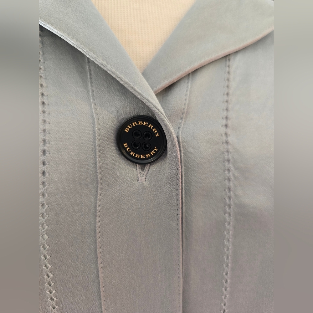 Burberry NEW Emily Mineral Blue 100% SILK Satin Tie Waist Shirt Dress Size 10 - Picture 9 of 16